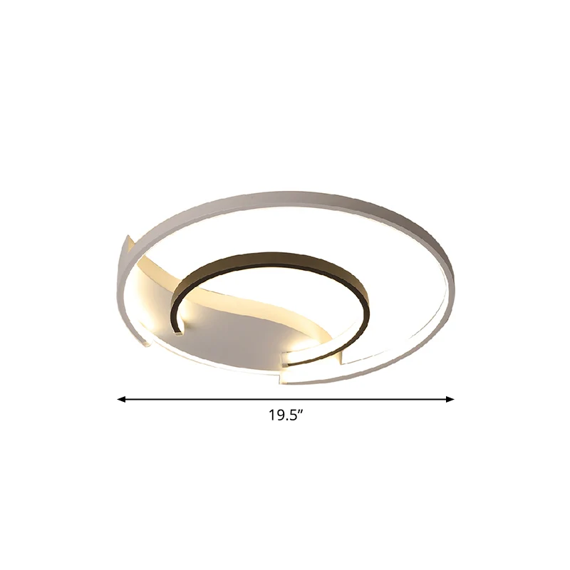 Simple Style Ring Flush Ceiling Light Kunststof glas Bedroom LED Flush Mount Lighting Black and White Black