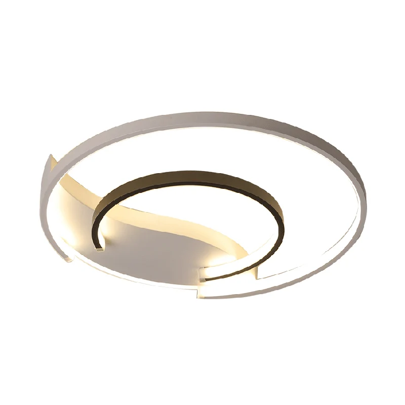 Simple Style Ring Flush Ceiling Light Kunststof glas Bedroom LED Flush Mount Lighting Black and White Black