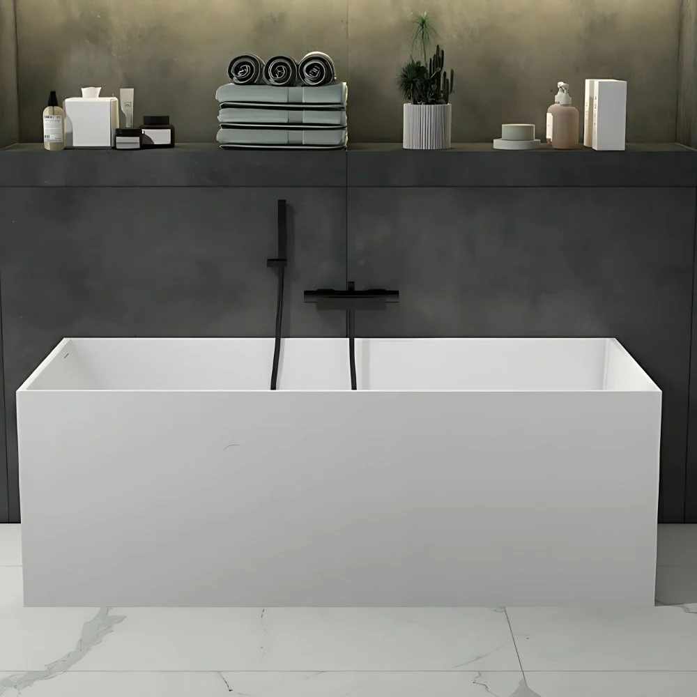 Soaking Rectangular Bathtub Antique Finish Back to Wall Bath Tub 47l