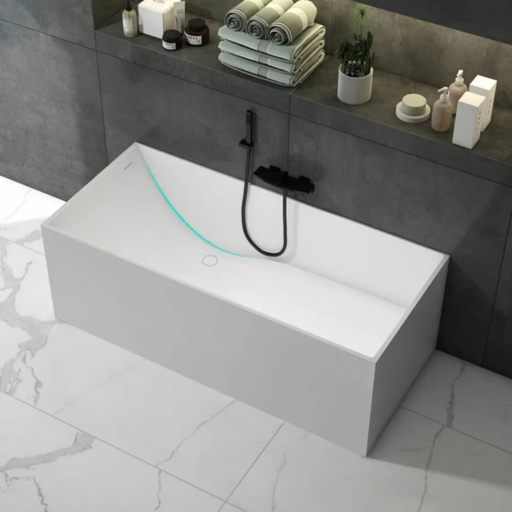 Soaking Rectangular Bathtub Antique Finish Back to Wall Bath Tub 47l