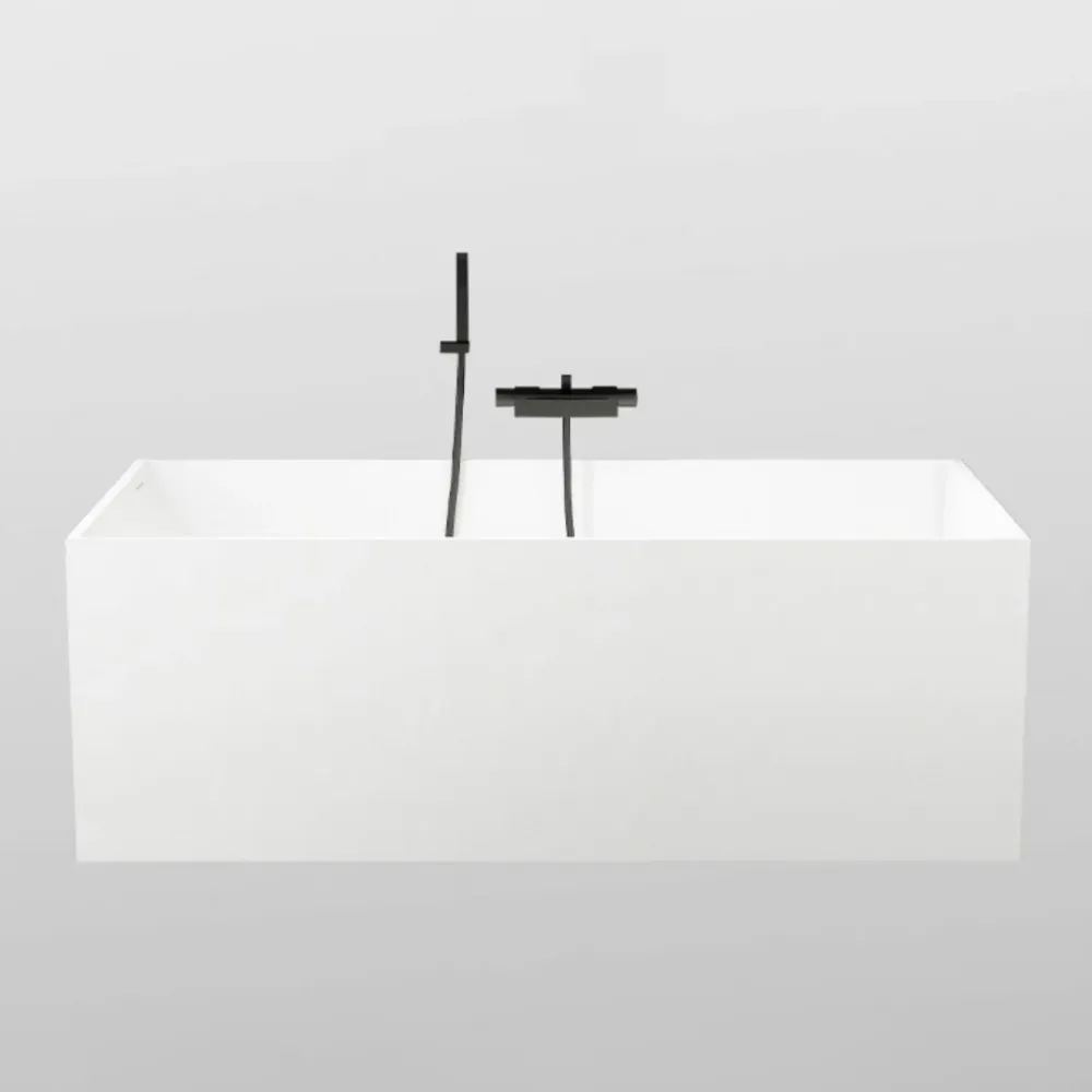 Soaking Rectangular Bathtub Antique Finish Back to Wall Bath Tub 47l