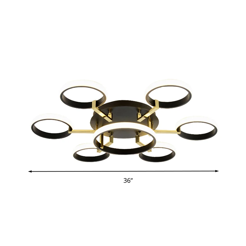 Sputnik Flush Mount Ceiling Hedendaags Acrylic 7/9 Lights Living Room Integrated LED Ceiling Lighting Black Black