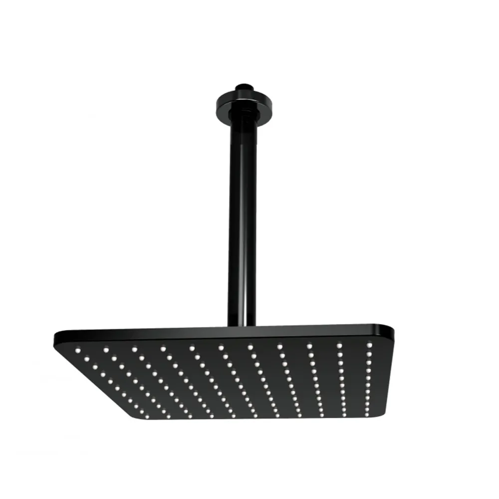 Square ceiling shower head Bossini Cosmo 23x23 matte ravenzwart 300 mm arm