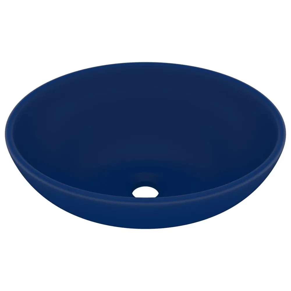 Wastafel ovaal 40x33 cm keramiek mat donkerblauw