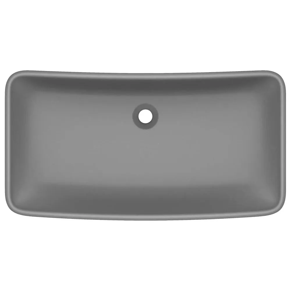 Wastafel rechthoekig 71x38 cm keramiek mat donkergrijs