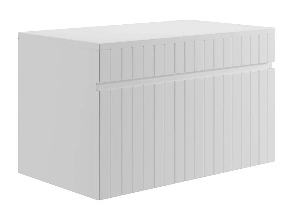 Wit gestreept hangmeubel voor badkamer met plank, 80 cm, SATARA