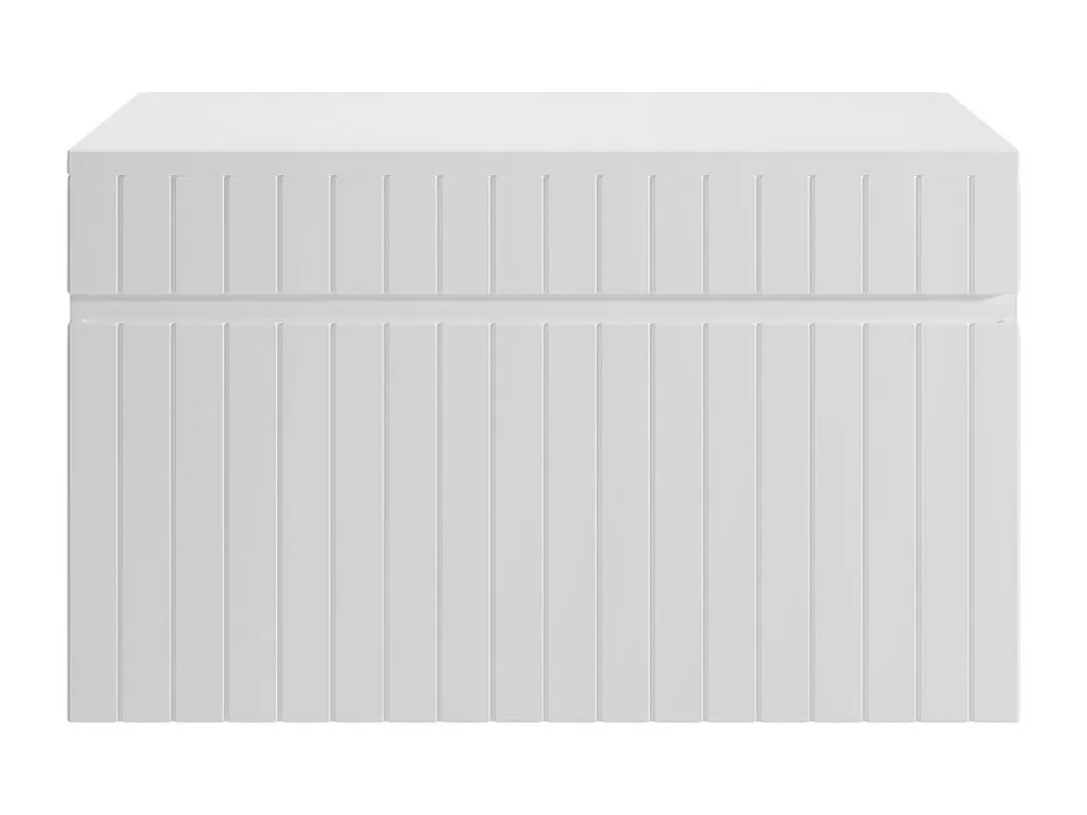 Wit gestreept hangmeubel voor badkamer met plank, 80 cm, SATARA