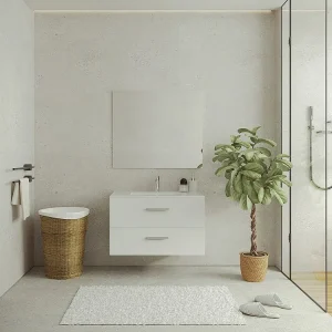 Zwevend wastafelmeubel voor de badkamer, wit, 80 cm, KAYLA