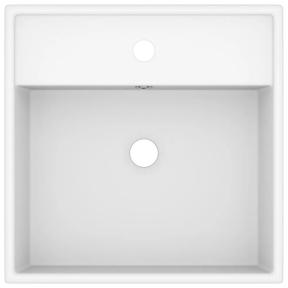 Wastafel met overloop vierkant 41x41 cm keramiek matwit