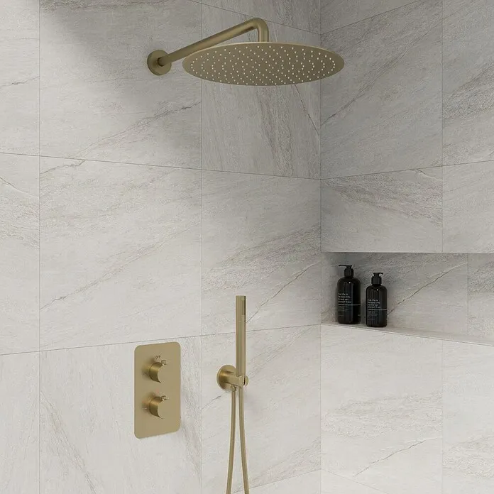Best Design Regendoucheset Nancy M-300 inbouwset - Goud, Diameter douchekop: 30 cm
