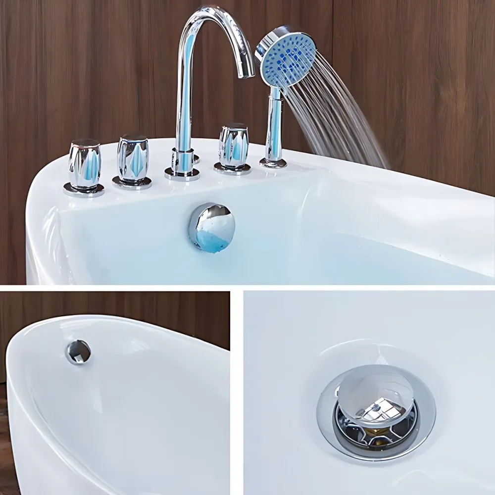 31.5-inch Wide Plexiglas Oval Tub Freestanding Soaking White Bathtub 55l