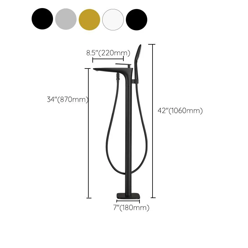 Contemporary Bathroom Faucet Floor Mounted Warm koper One Handle Fixed Freestanding Tub Filler Black