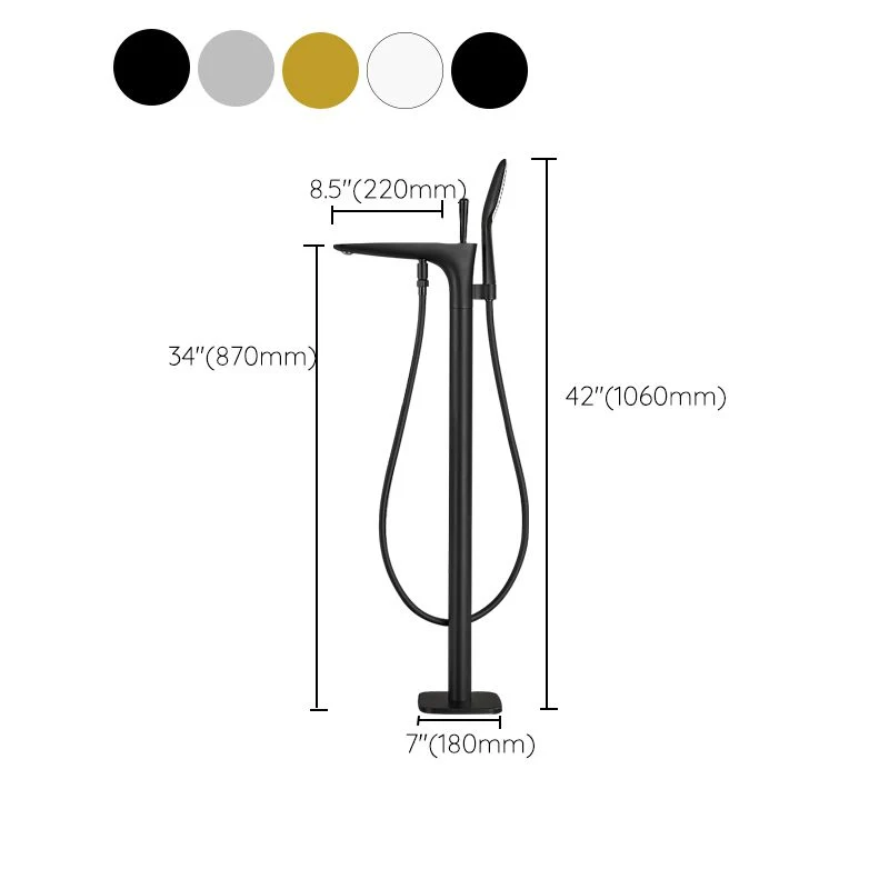 Contemporary Bathroom Faucet Floor Mounted Warm koper One Handle Fixed Freestanding Tub Filler Black