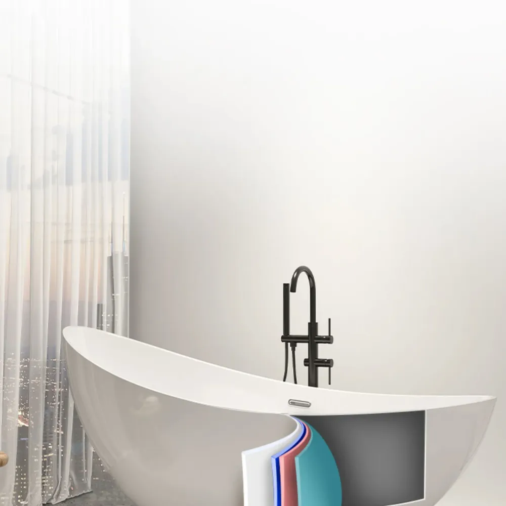 Eigentijds Ellipse Acrylic Bathtub Freestand Soaking Bathtub Drain Bath Tub White