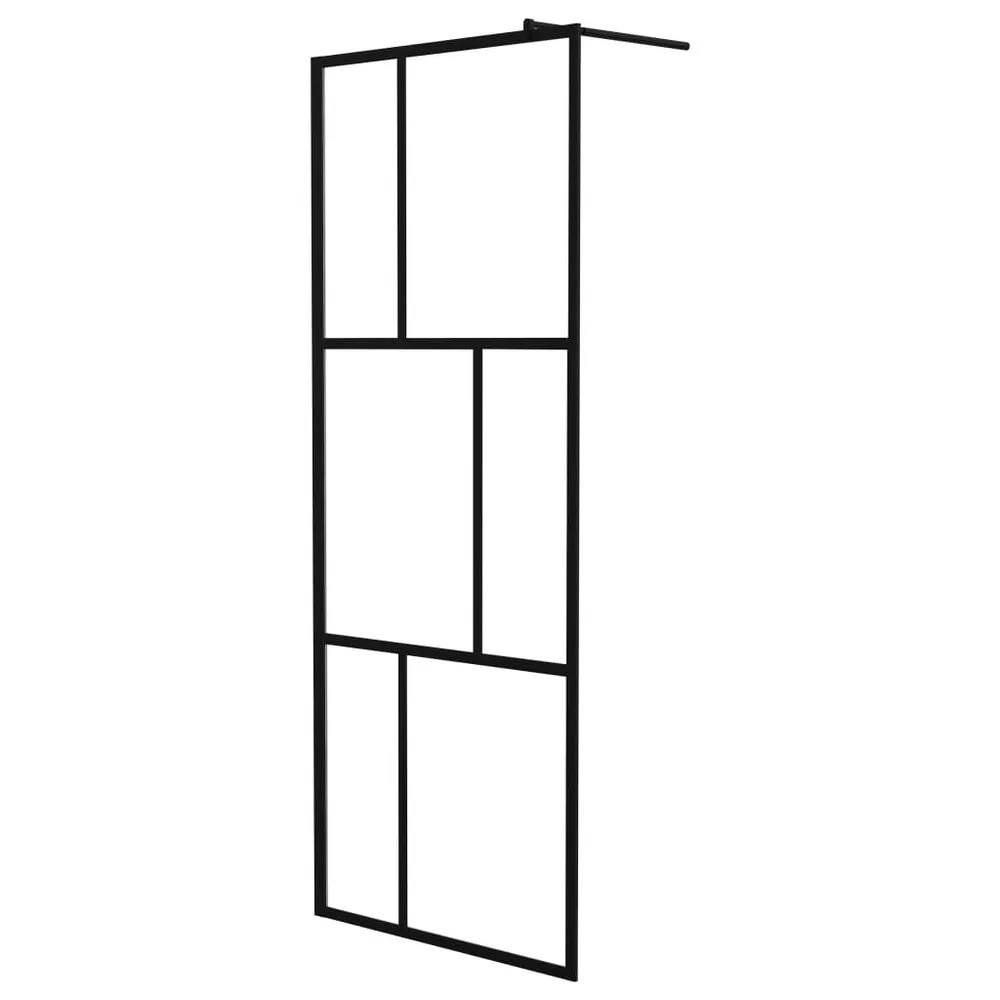 Inloopdouchewand 80x195 cm gehard glas zwart