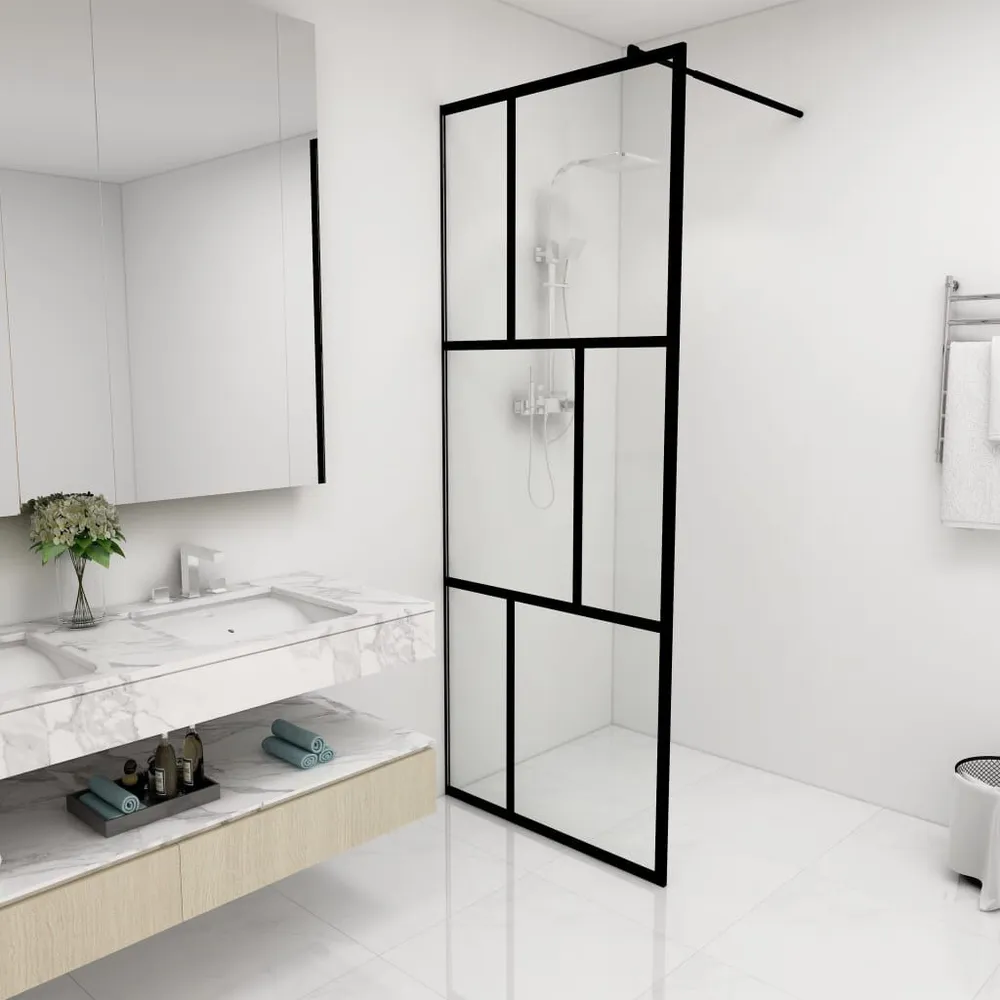 Inloopdouchewand 80x195 cm gehard glas zwart