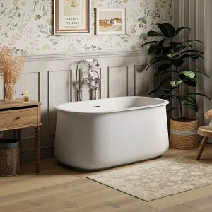 Mat wit losstaand bad - 130 x 74 x 60 cm - 195L - CALDRIA