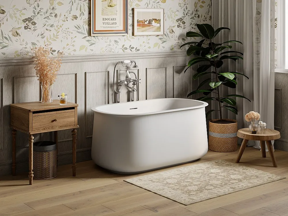 Mat wit losstaand bad - 130 x 74 x 60 cm - 195L - CALDRIA