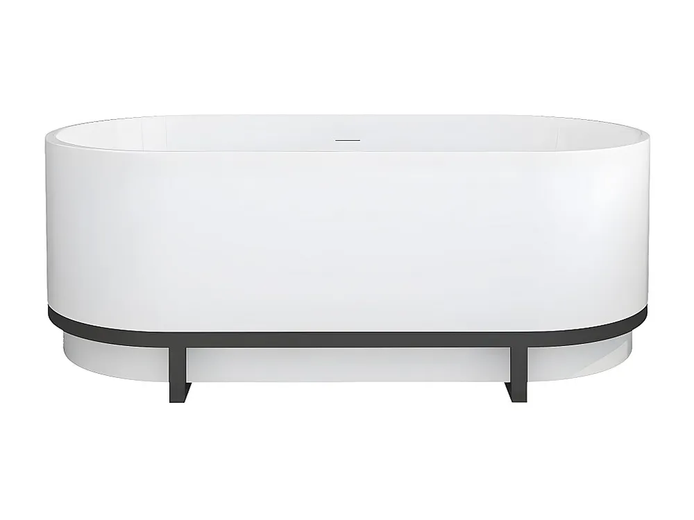 Ovaal vrijstaand bad met metalen decor - 230 L - 160 x 75 x 60 cm - Wit - Koop nu online