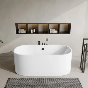 Wit vrijstaand bad 195L STEPONA - 150 x 75 x 58 cm