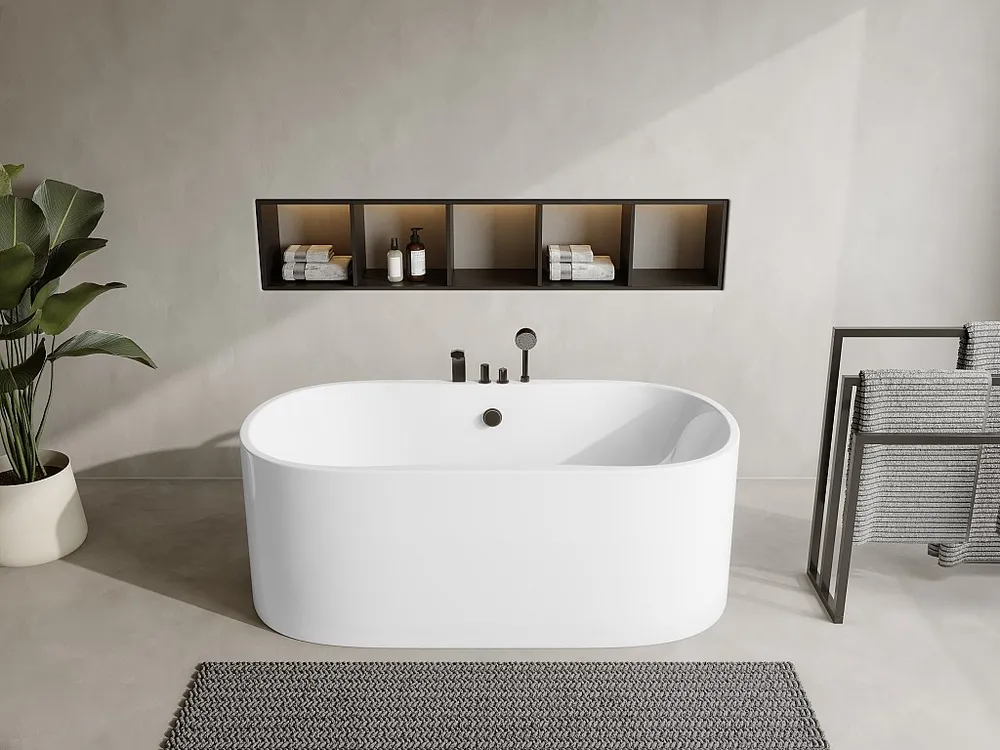 Wit vrijstaand bad 195L STEPONA - 150 x 75 x 58 cm