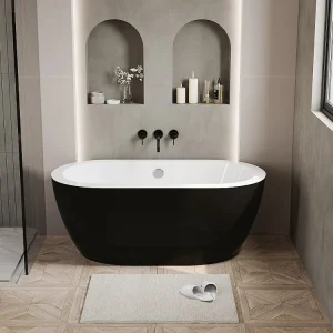 Zwart ovaal losstaand bad van acryl, 178L, 149 x 75 x 58 cm, ADRINA