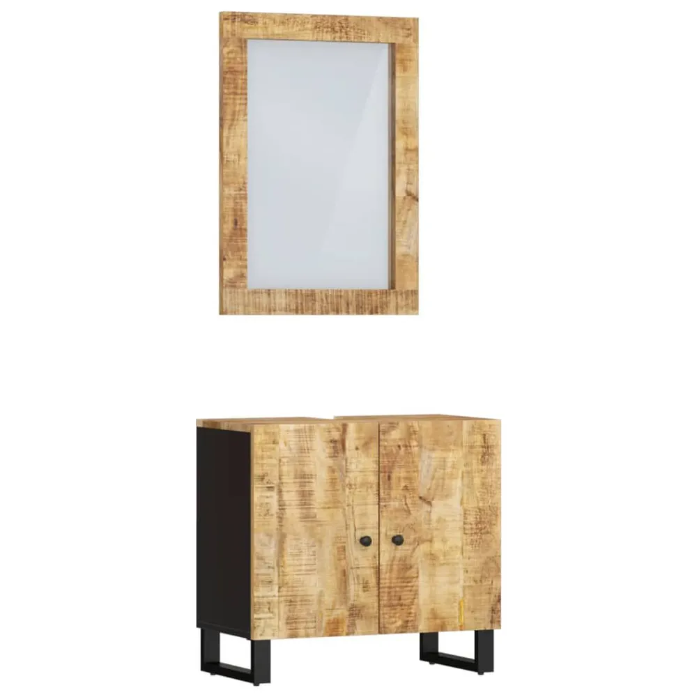 2-delige Badkamermeubelset massief mangohout Chroom | Easy Clean