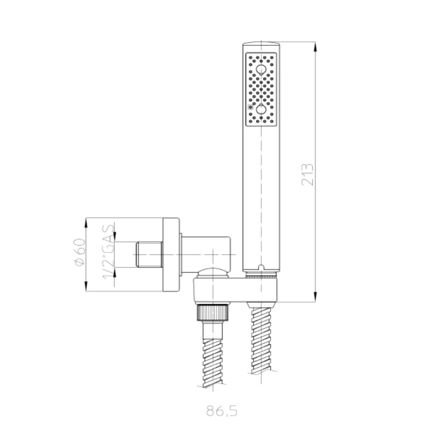 ABS shower head diam. Cm 20 Bossini Elios individueel jet Zen shower duplex kit double crimped brass hose