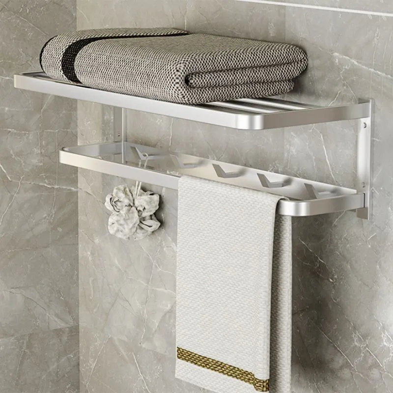 Actueel Bath Hardware Set Silver Bath Shelf Towel Bar Bathroom Accessory Kit