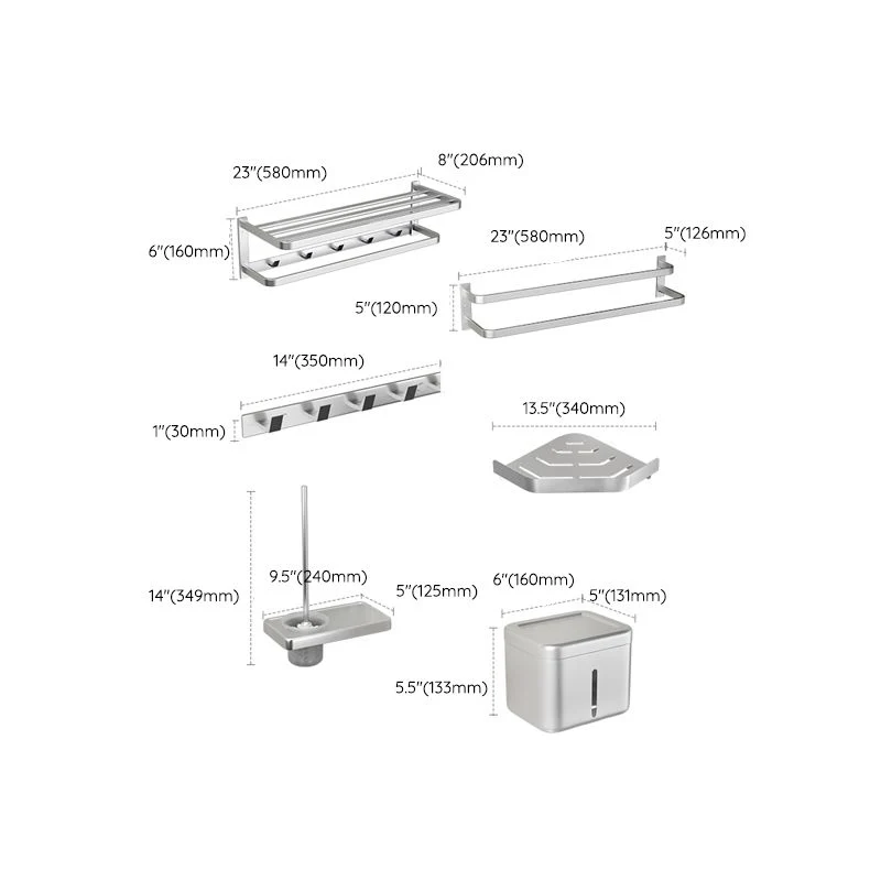 Actueel Bath Hardware Set Silver Bath Shelf Towel Bar Bathroom Accessory Kit