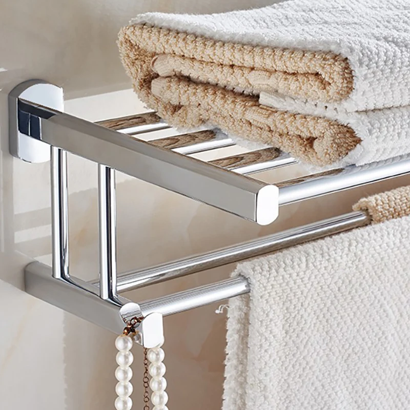 Afgewerkt Chrome Modern Bathroom Accessory Set Silver Towel Bar/Bath Shelf