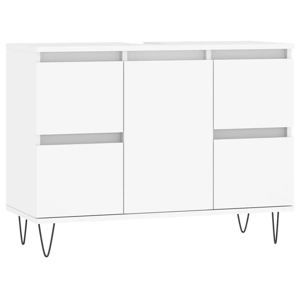 Badkamerkast 80x33x60 cm bewerkt hout wit CE Gecertificeerd | Drukbestendig