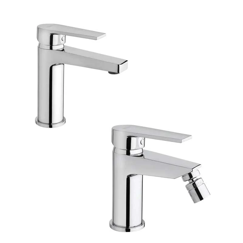 Bathroom faucet set Sink and Bidet drain chroom finish LOGOS+ collection Mamoli Rubinetterie