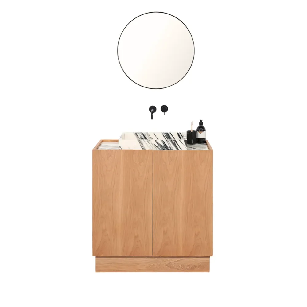 Bathroom furniture Felix - Eik - Washbasin Blue/White Marble - 84 cm