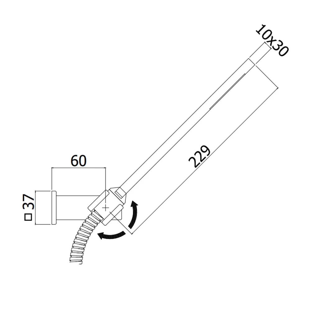Duplex shower set Paffoni Level ABS metaalglans wall mount support