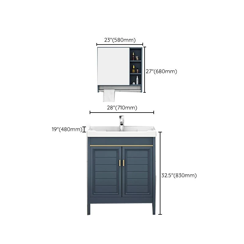 Glam Bathroom Vanity Ceramic Top Faucet and Autonoom Cabinet Vanity Set met Douchekop en Slang 24l