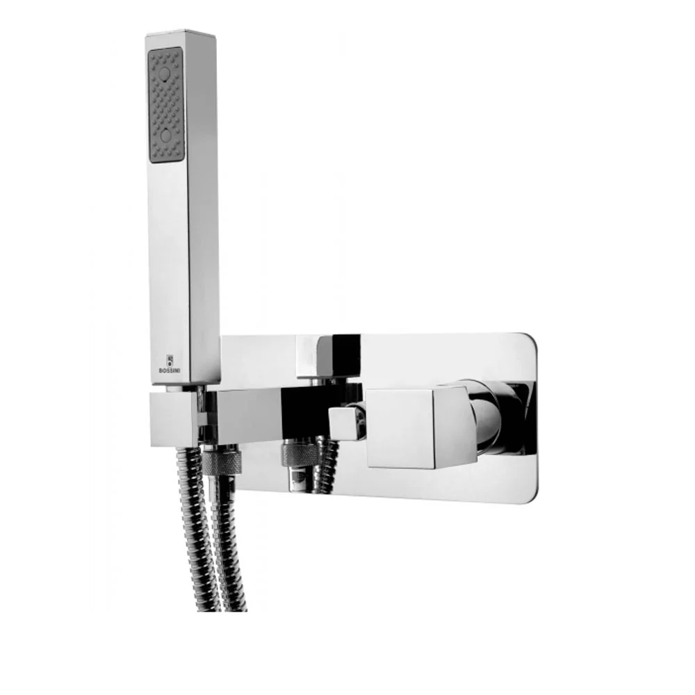 Hands-free Bossini shower kit single-lever mixer 2-way diverter and Cube showerhead