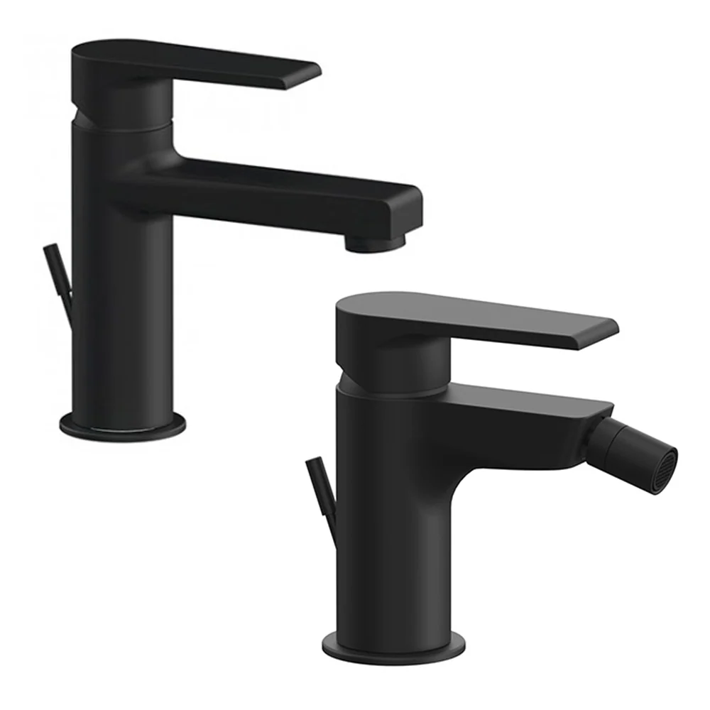 Hands-free Mixer kit sink and bidet Rubinetterie Mariani Artic line Matte Ravenzwart drain