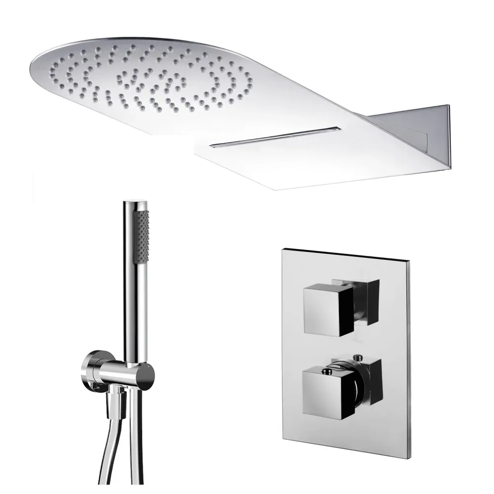Hands-free Shower set 50x22 showerhead waterfall duplex set and thermostatic mixer