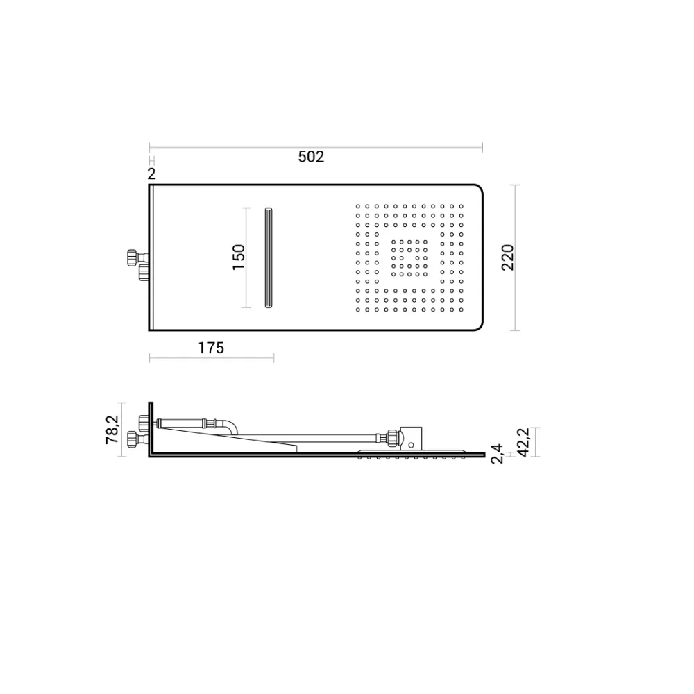 Hands-free Shower set 50x22 showerhead waterfall duplex set and thermostatic mixer
