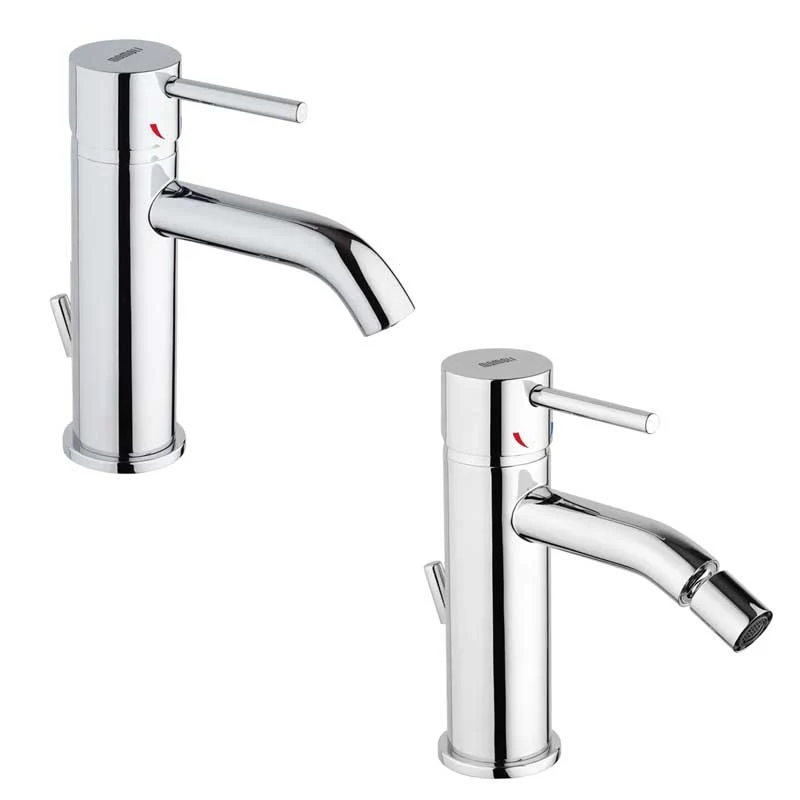Hoogwaardige Set Washbasin and Bidet Faucets Messing Chrome Drain Pico Collection Mamoli Rubinetterie
