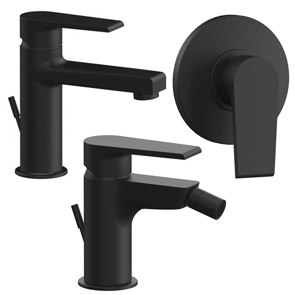 Mixer kit washbasin, bidet and shower Rubinetterie Mariani Artic line Matte Zwart drain