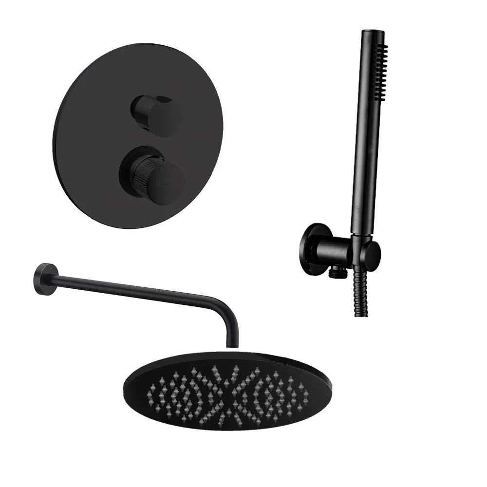Paffoni Jo series shower kit effen black mixer showerhead and hand shower