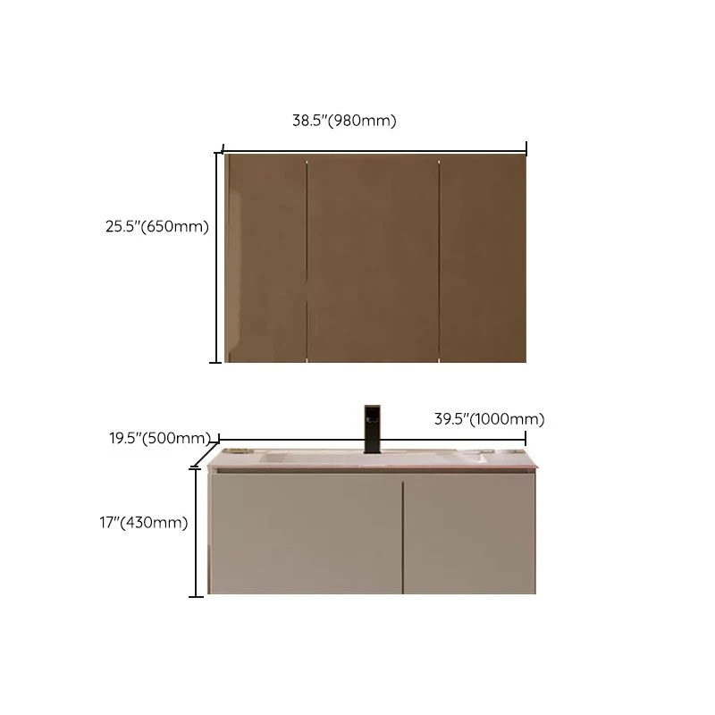 Parelmoer Wall Mounted Standard Single-Sink Wood Bathroom Vanity Set 28l
