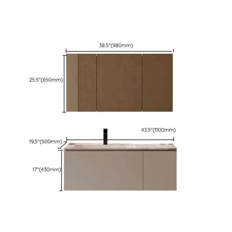 Parelmoer Wall Mounted Standard Single-Sink Wood Bathroom Vanity Set 28l