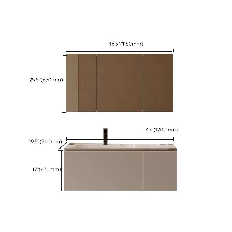 Parelmoer Wall Mounted Standard Single-Sink Wood Bathroom Vanity Set 28l