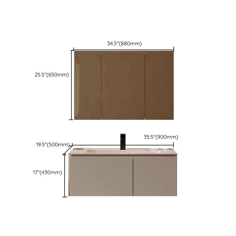 Parelmoer Wall Mounted Standard Single-Sink Wood Bathroom Vanity Set 28l