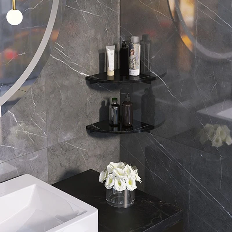 3 Piece Modern Bathroom Accessory Set Marble and Metalen Bath Shelf White