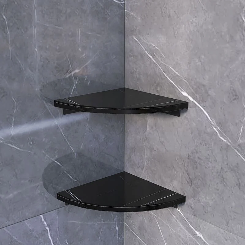 3 Piece Modern Bathroom Accessory Set Marble and Metalen Bath Shelf White