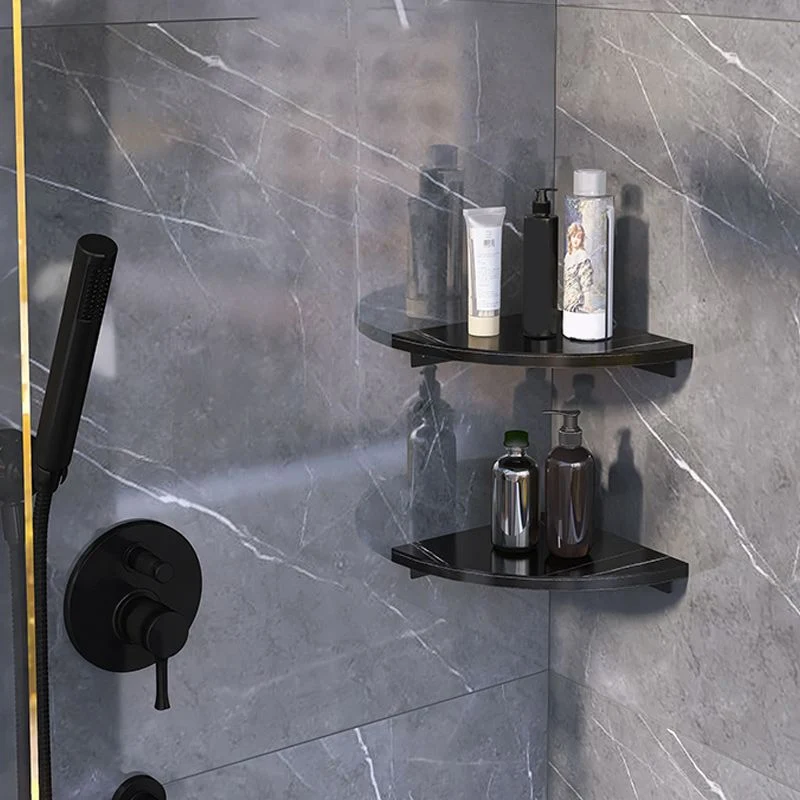 3 Piece Modern Bathroom Accessory Set Marble and Metalen Bath Shelf White